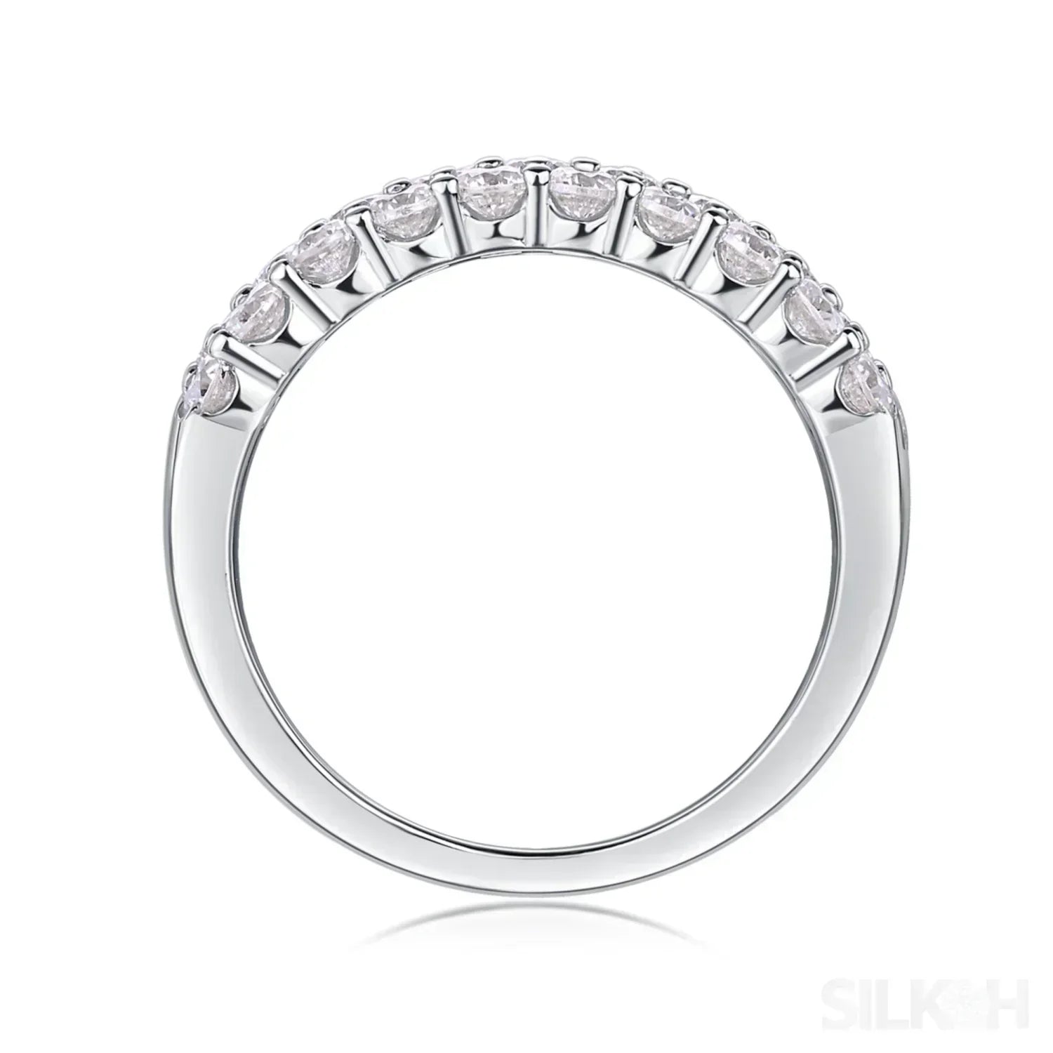 1.8 Carat Moissanite Sterling Silver Pave Triple Row Ring Amaya