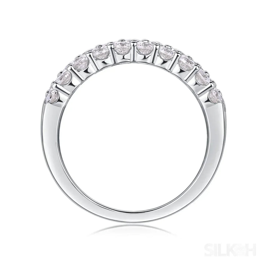 1.8 Carat Moissanite Sterling Silver Pave Triple Row Ring Amaya