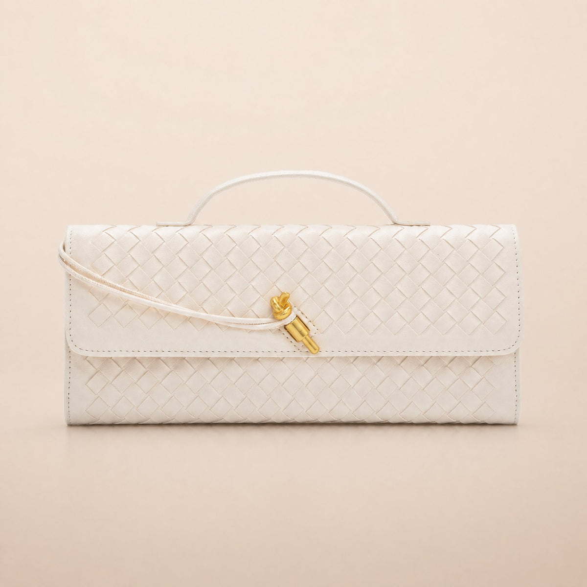 Tori Black Faux Leather Woven Clutch