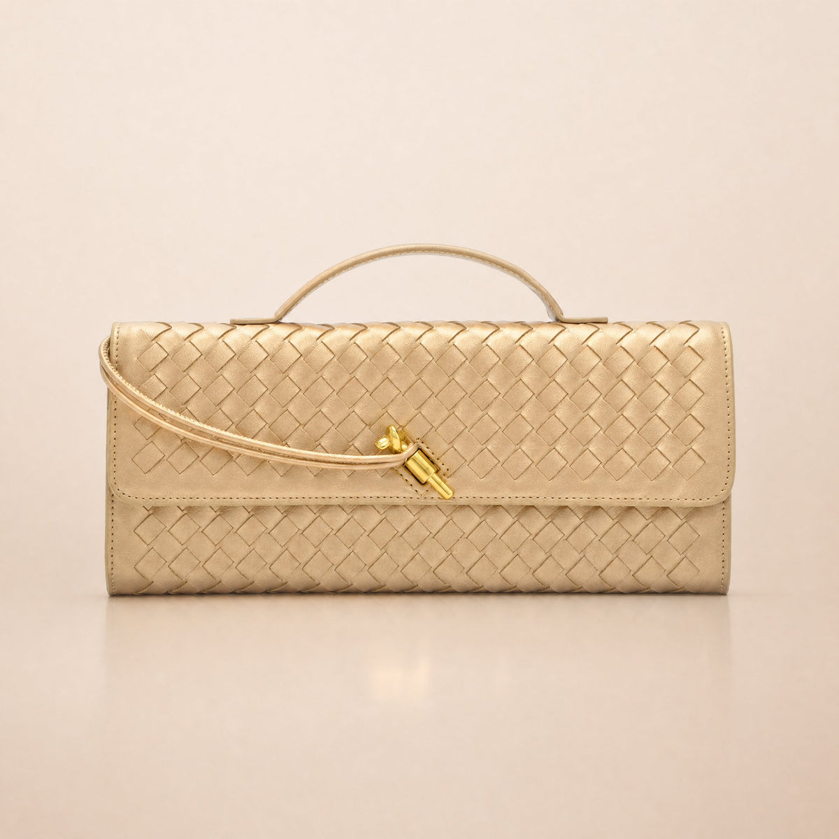 Tori Black Faux Leather Woven Clutch