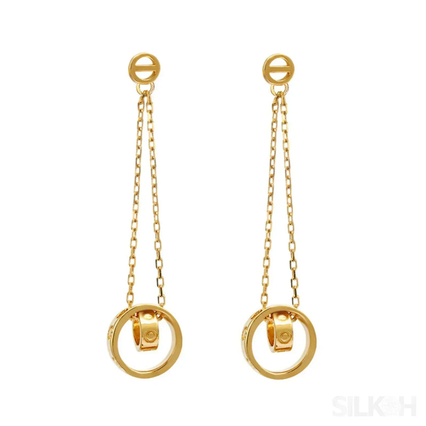 14K Gold Plated Sterling Silver Long Circle Stud Earrings Aaliyah