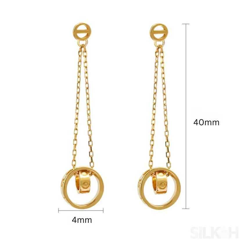14K Gold Plated Sterling Silver Long Circle Stud Earrings Aaliyah
