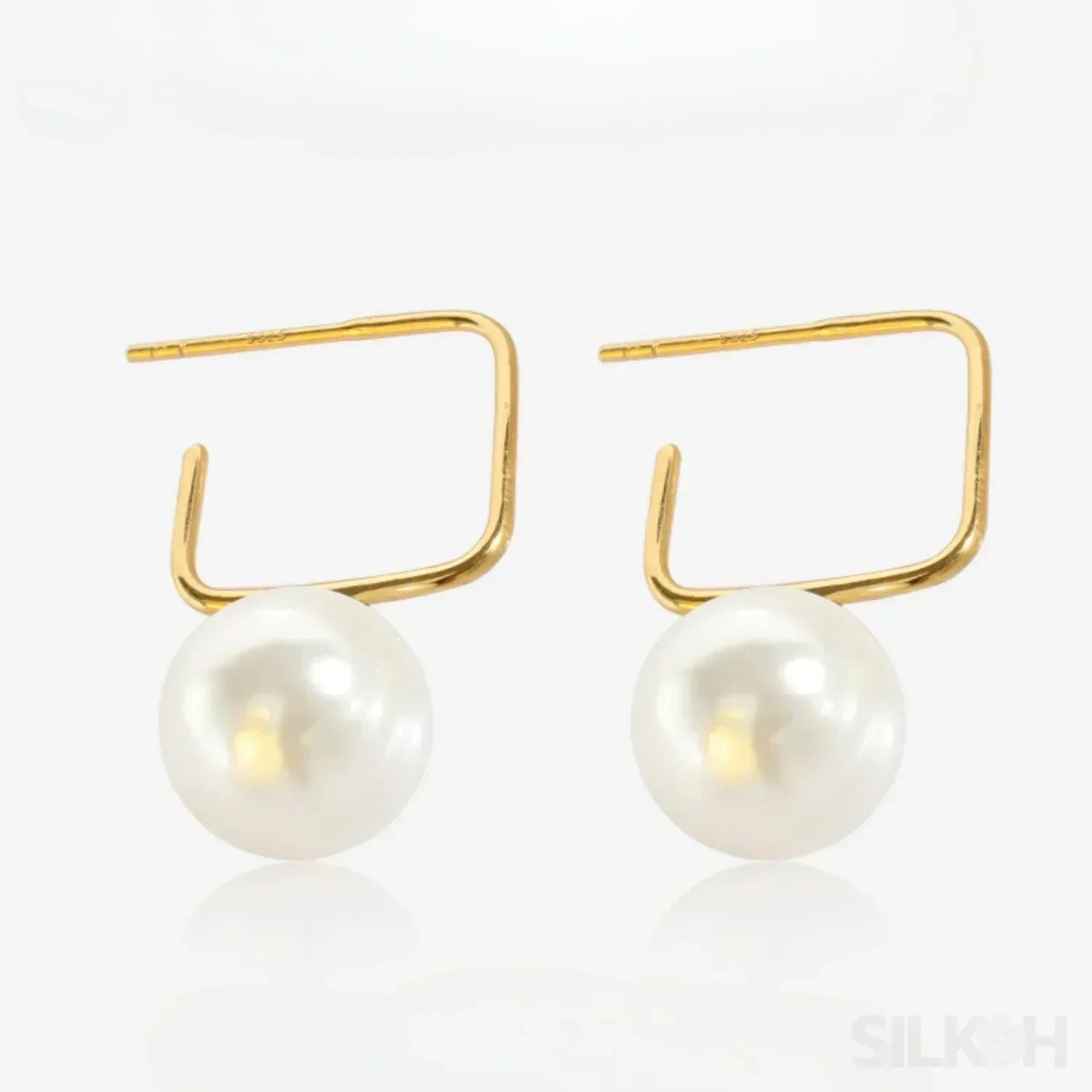 14K Gold Plated Sterling Silver Pearl Drop Earrings Alice