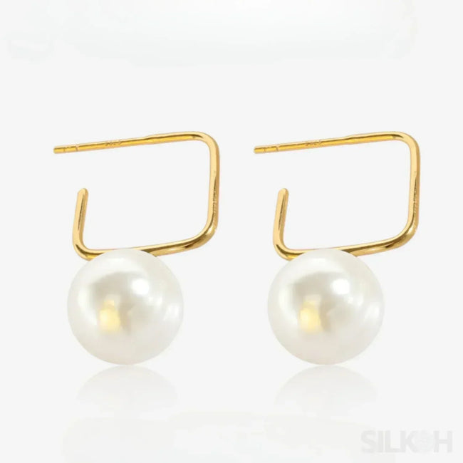 14K Gold Plated Sterling Silver Pearl Drop Earrings Alice