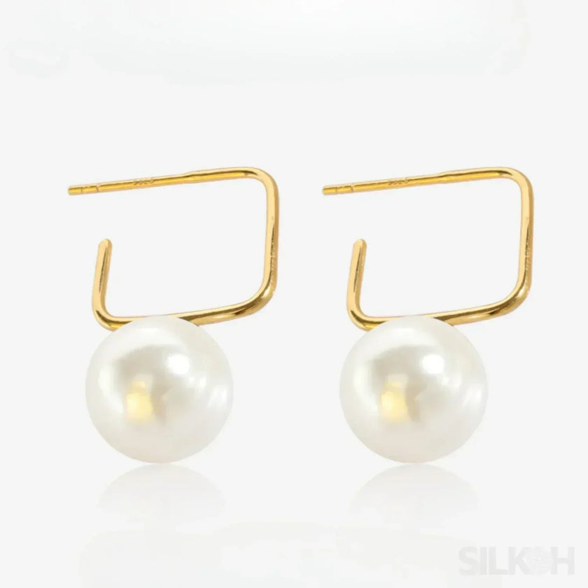 14K Gold Plated Sterling Silver Pearl Drop Earrings Alice