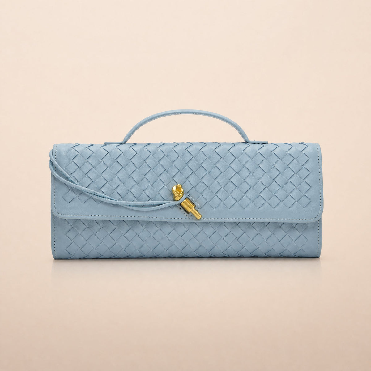 Tori Black Faux Leather Woven Clutch