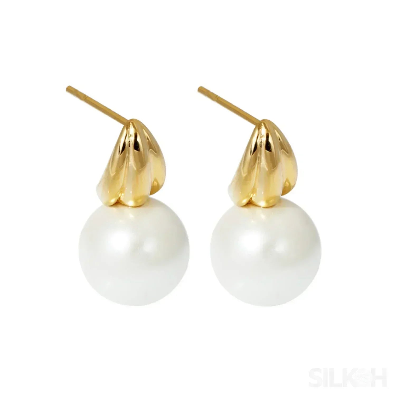 18K Gold Plated Sterling Silver Minimalist Pearl Stud Earrings Nan