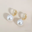 18K Gold Plated Sterling Silver Round Pearl Hoop Earrings Kai