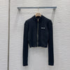 Zip-Up Cropped Ribbed Cardigan