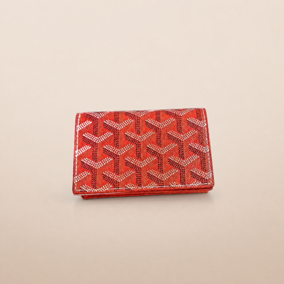 Honore Chevron Card Wallet - Orange Red