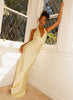 Heavy Hearted Satin Maxi Dress - Lemon