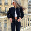 Woman Bomber Jacket-Navy Blue