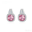 Cushion Cut Sterling Silver Pink Morganite Bridal Jewelry Set Amy