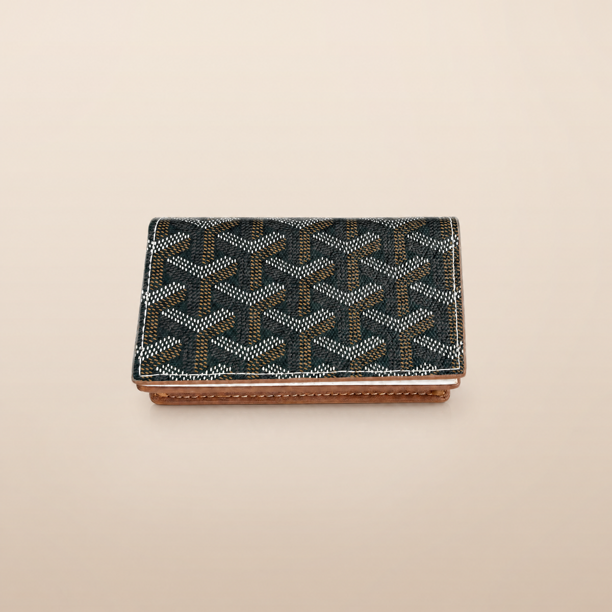 Honore Chevron Card Wallet - Black-Brown