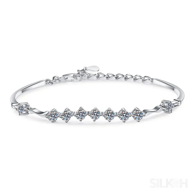 Delicate Nine Stars Adjustable Moissanite Bracelet Ana