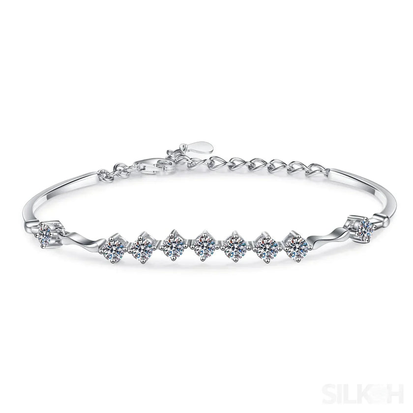 Delicate Nine Stars Adjustable Moissanite Bracelet Ana