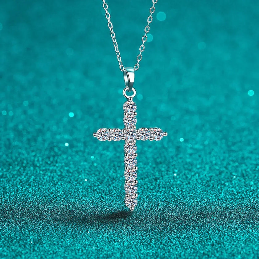 Divine Cross Shaped Moissanite Necklace Bry