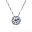Elegant Halo Pendant 925 Sterling Silver Moissanite Necklace Ana