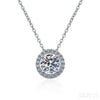 Elegant Halo Pendant 925 Sterling Silver Moissanite Necklace Ana