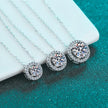 Elegant Halo Pendant 925 Sterling Silver Moissanite Necklace Ana