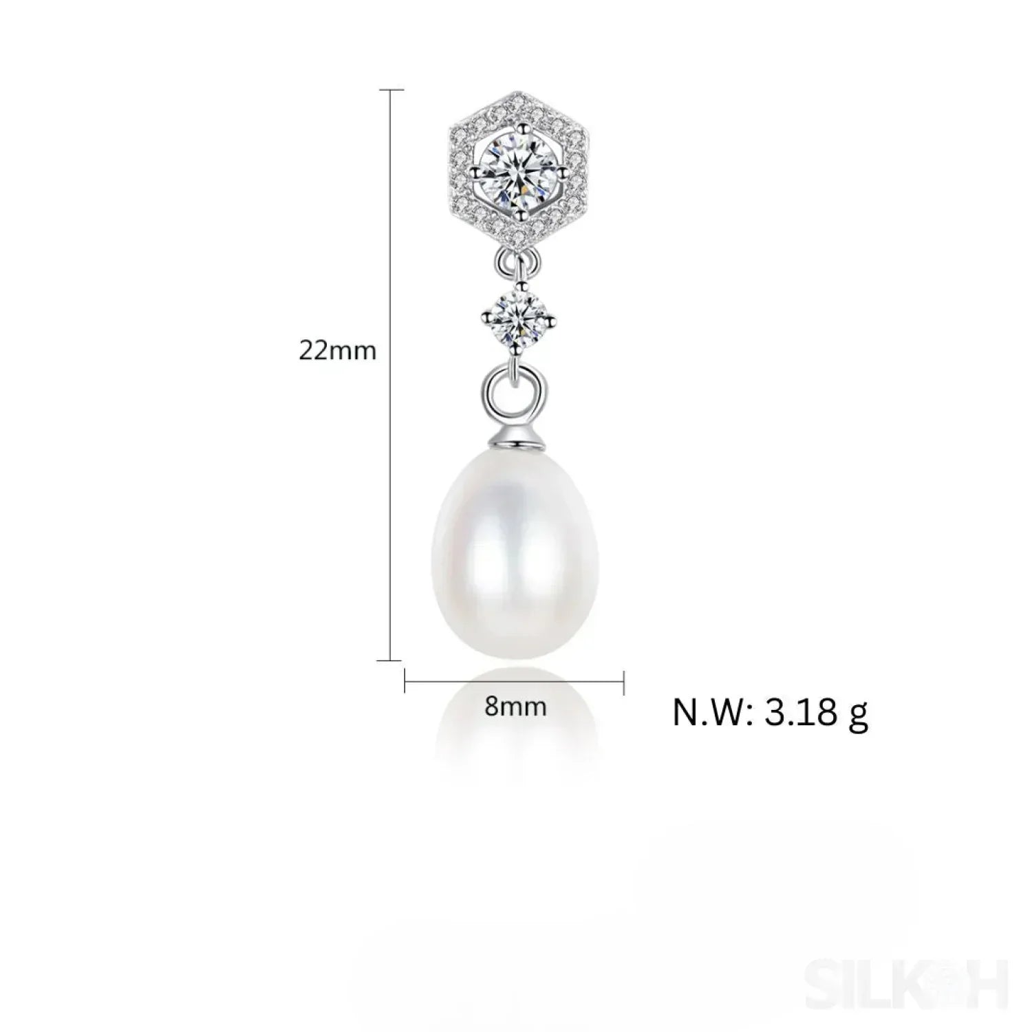 Elegant Sterling Silver Pearl Drop Bridal Earrings Bry