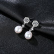 Elegant Sterling Silver Pearl Drop Bridal Earrings Bry