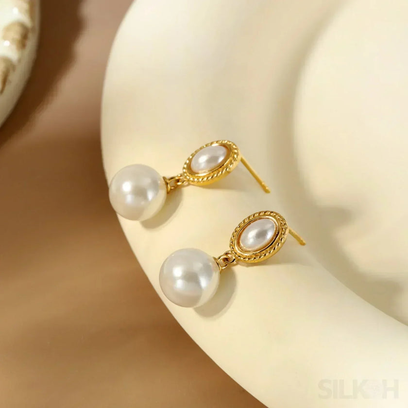 Freshwater 18K Gold Plated Sterling Silver Pearl Drop Earrings Lia