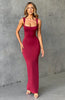 Crimson Cascade Maxi Dress-Cherry