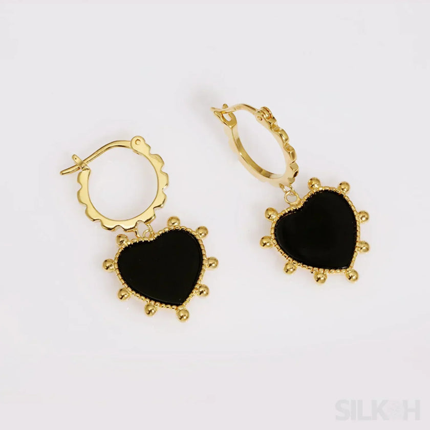 Heart Shaped 18K Gold Plated Sterling Silver Hoop Earrings Avery