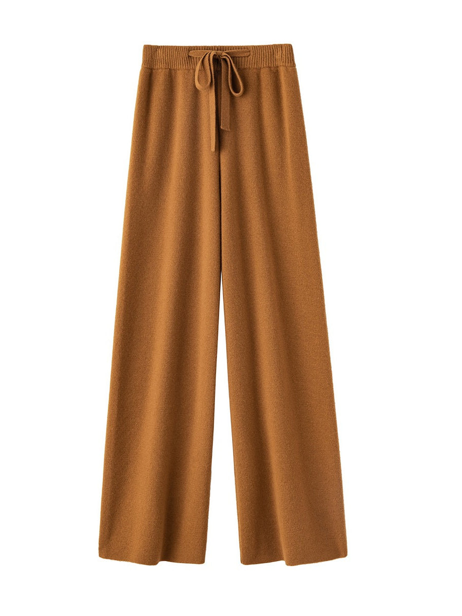 The caramel trousers laid flat