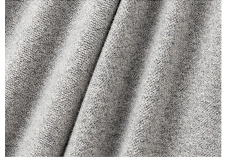 The light grey wool knit up close