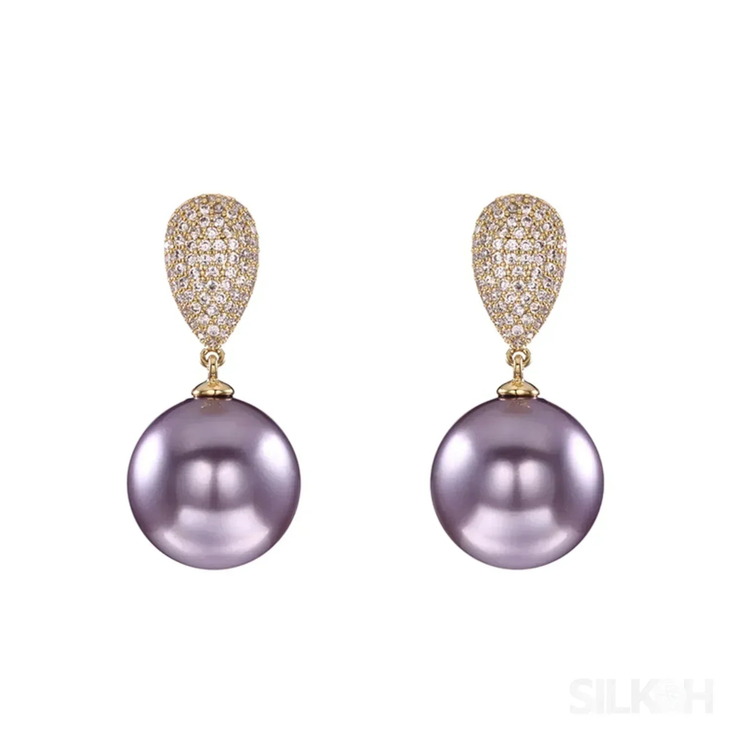 Micropaved Zircon Sterling Silver Pearl Stud Earrings Alina