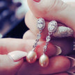 Oval Sterling Silver Long Pearl Earrings For brides and Bridesmaids Amy