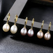 Oval Sterling Silver pearl Hoop Earrings Ana