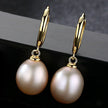 Oval Sterling Silver pearl Hoop Earrings Ana
