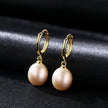 Oval Sterling Silver pearl Hoop Earrings Ana