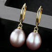 Oval Sterling Silver pearl Hoop Earrings Ana