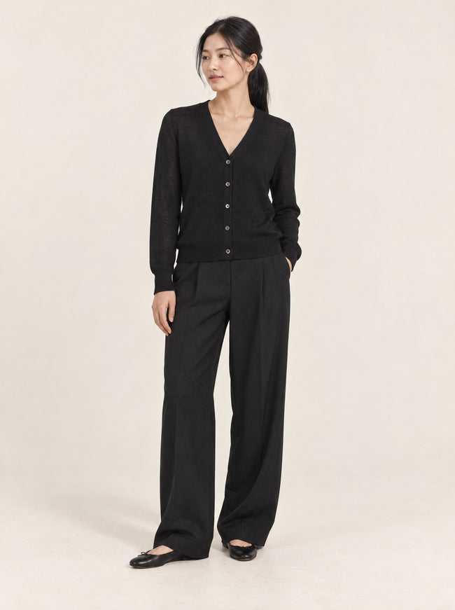 Élodie Cashmere V-Neck Cardigan in Black