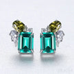 Rectangular Cut Sterling Silver Emerald Studs Earrings Anna