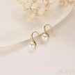 Retro Sterling Silver Freshwater Pearl Hook Earrings Flo