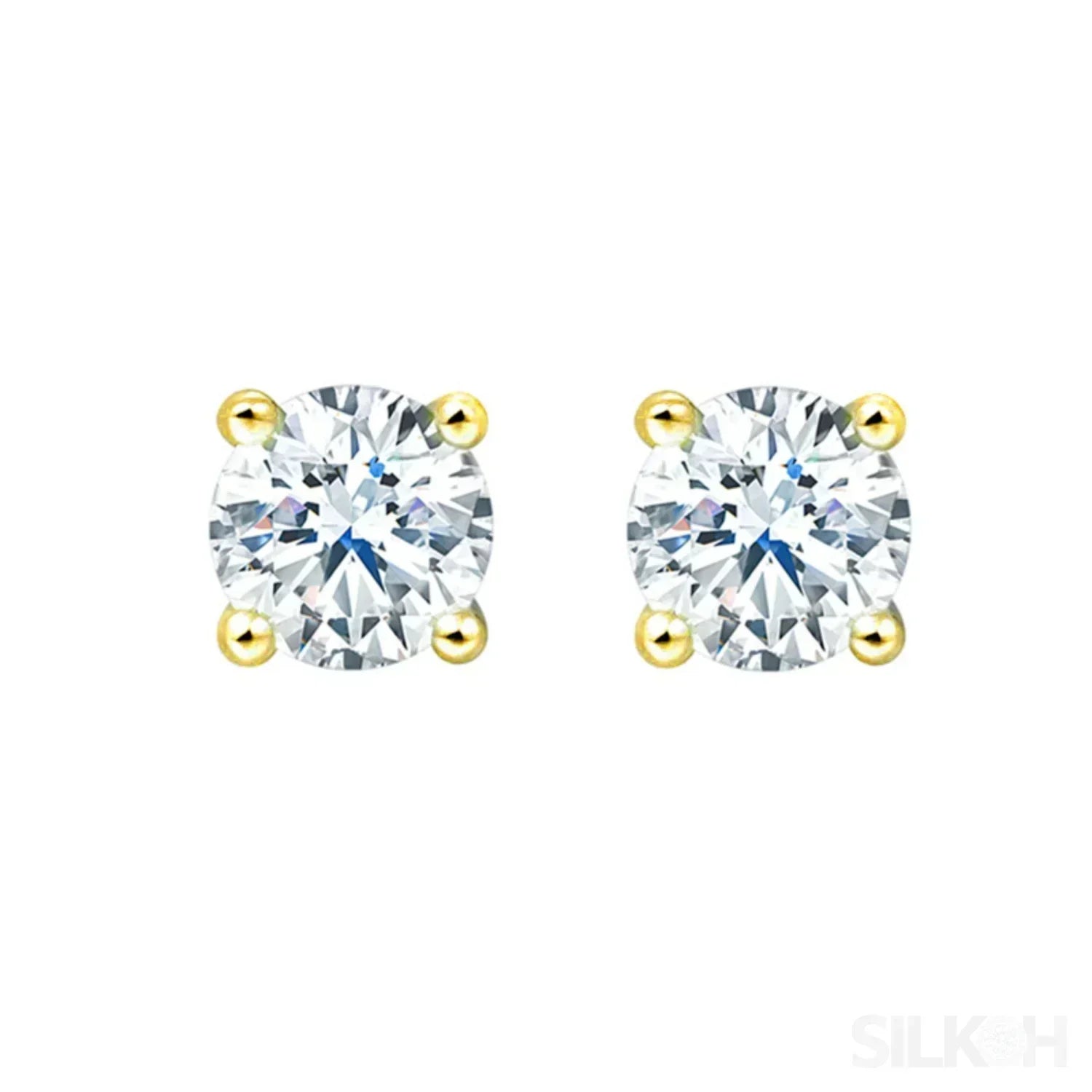 Round Four Prong Sterling Silver Zircon Inlaid Earrings Ora
