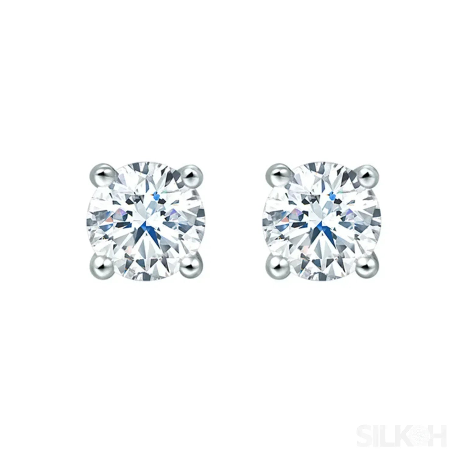 Round Four Prong Sterling Silver Zircon Inlaid Earrings Ora