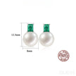 Round Sterling Silver CZ Pearl Stud Earrings Alyssa