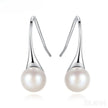 Round Sterling Silver pearl Drop Earrings Ann