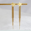Simple 14K Gold Plated Sterling Silver Star Multi Chain Hanging Earrings Sky