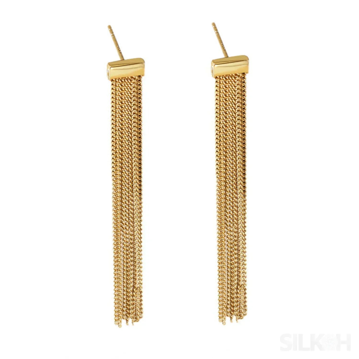 Simple Tassel Sterling Silver Fringe Drop Earrings Fay