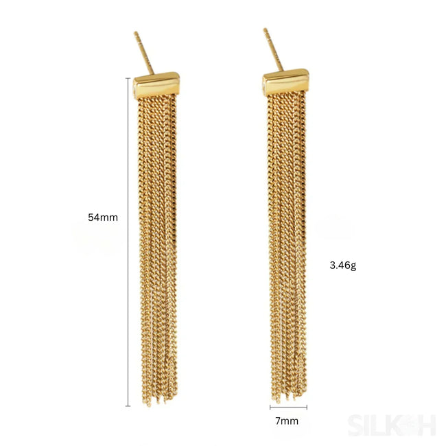 Simple Tassel Sterling Silver Fringe Drop Earrings Fay