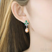 Sterling Silver Pearl Drop Emerald Leaf Earring Athena