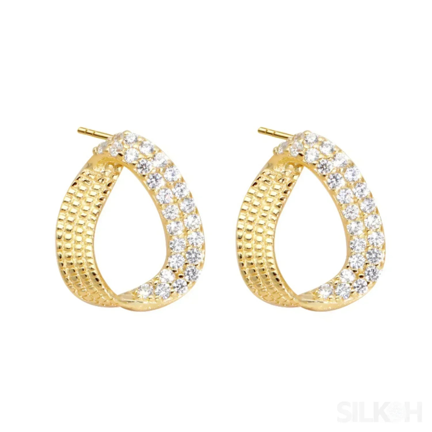 Zircon Inlaid 18K Gold Plated Sterling Silver Minimalist Stud Earrings Mia